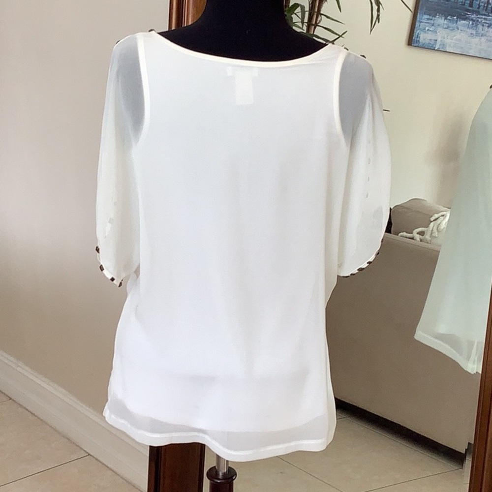 Cache Sheer Cream Color Top - image 5